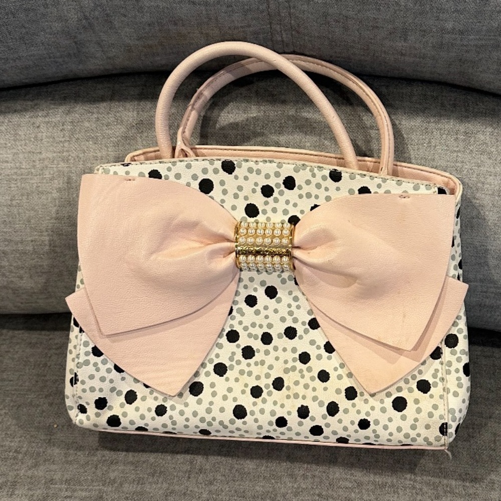 betsy johnson Polka Dot Bow Handbag - Pink and Black